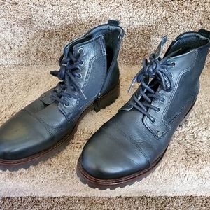 Men's black leather boots